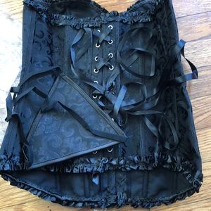 Brand New in packaging- black corset and thong set